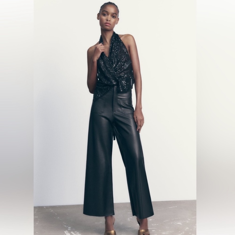 Zara Marine Faux Leather Pants